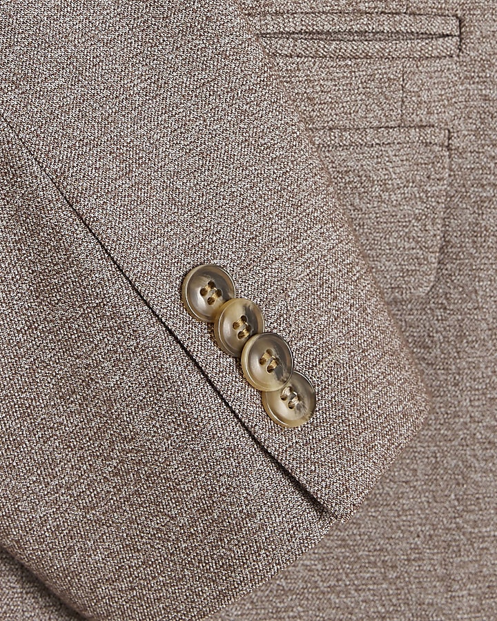 Stone Slim Fit Textured Suit Jacket