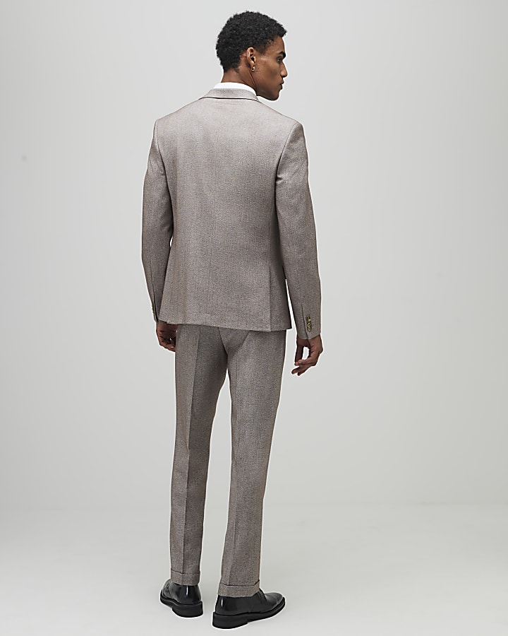 Stone Slim Fit Textured Trousers