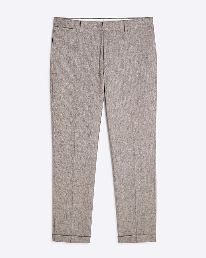 Stone Slim Fit Textured Trousers