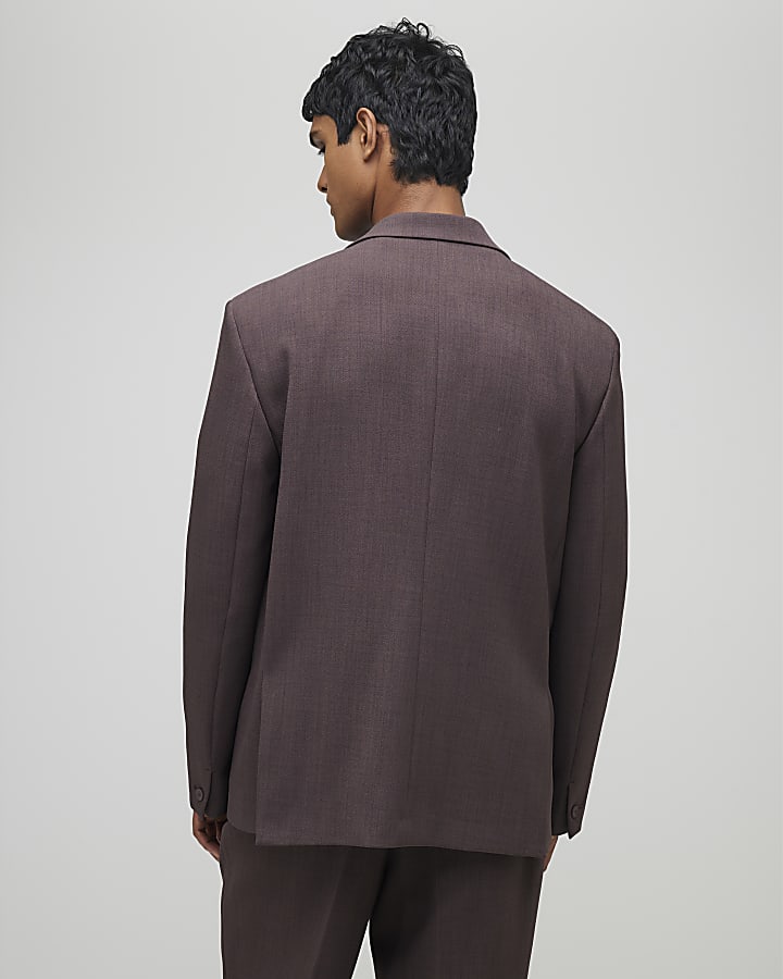 Purple Relaxed Fit Wrap Suit Jacket
