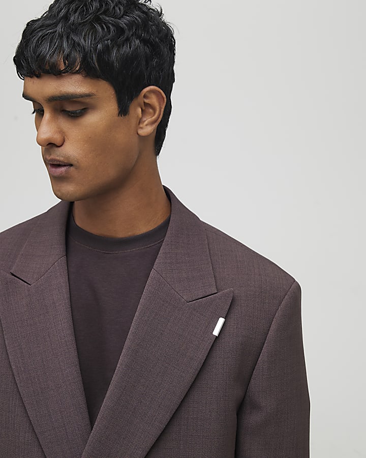 Purple Relaxed Fit Wrap Suit Jacket