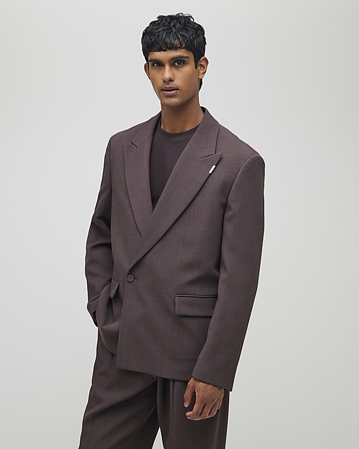 Purple Relaxed Fit Wrap Suit Jacket
