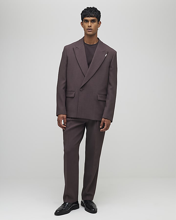 Purple Relaxed Fit Wrap Suit Jacket