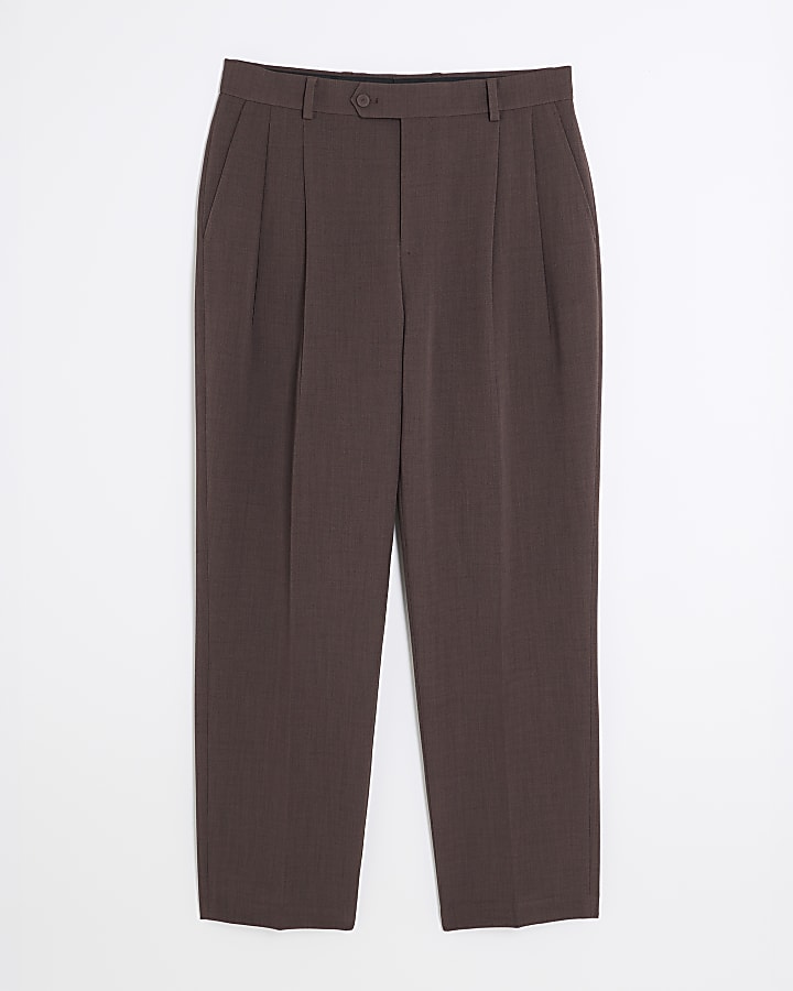 Purple Relaxed Fit Pleated Suit Trousers