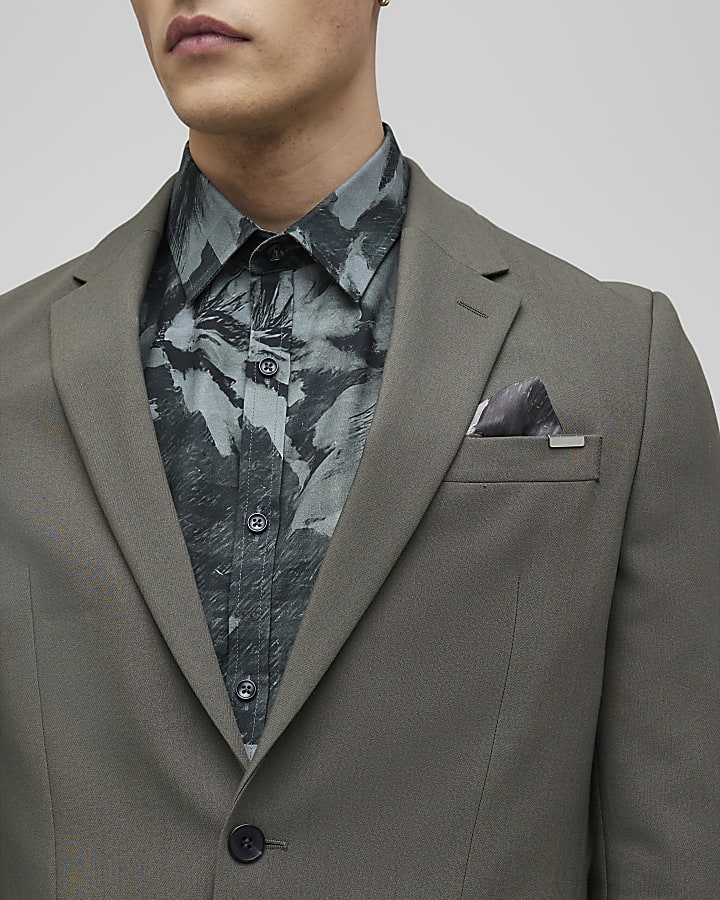 Green Skinny Fit Suit Jacket