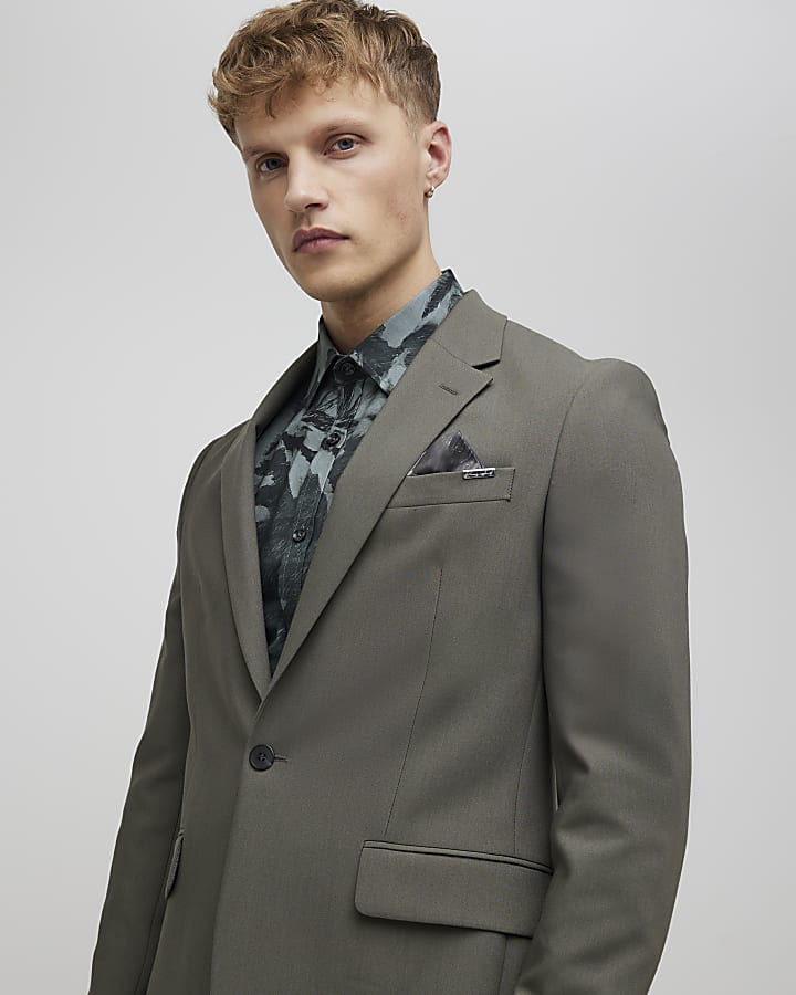 Green Skinny Fit Suit Jacket