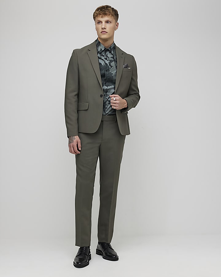 Green Skinny Fit Suit Jacket