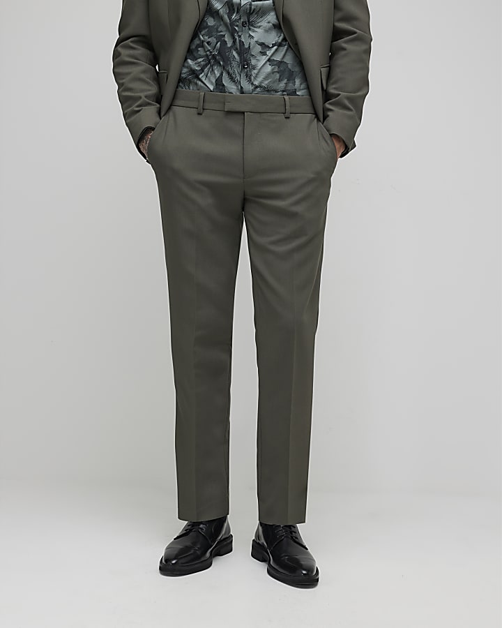 Green Skinny Fit Suit Trousers