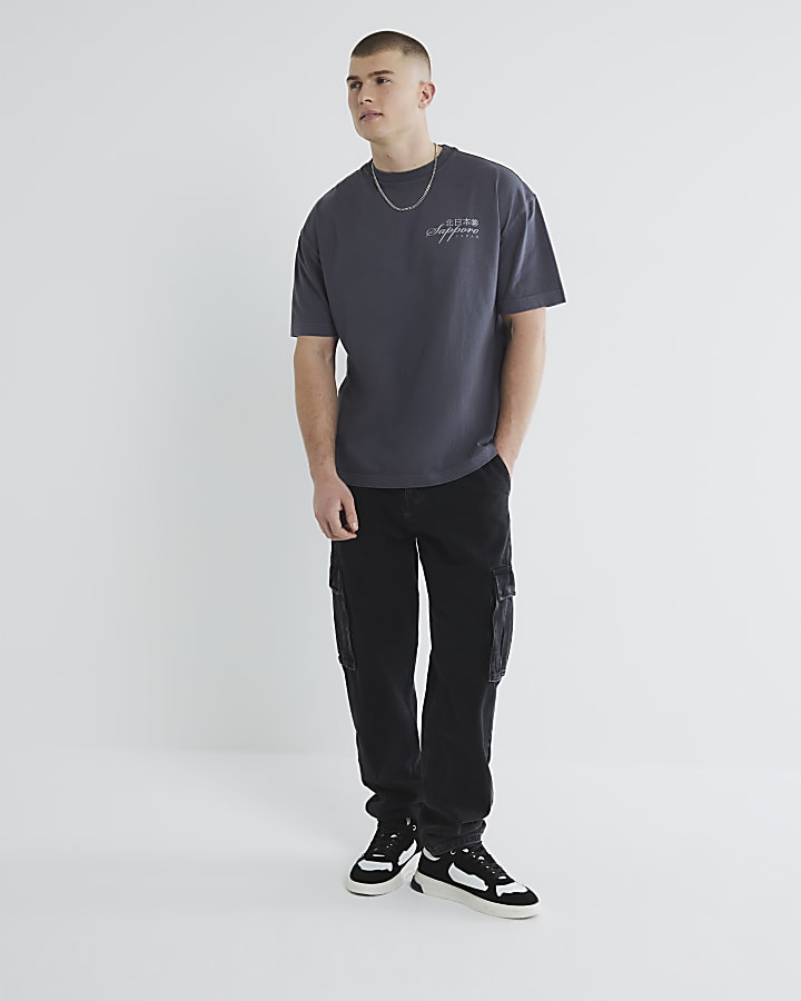 Black Short Sleeve Vertical Sapporo T-Shirt