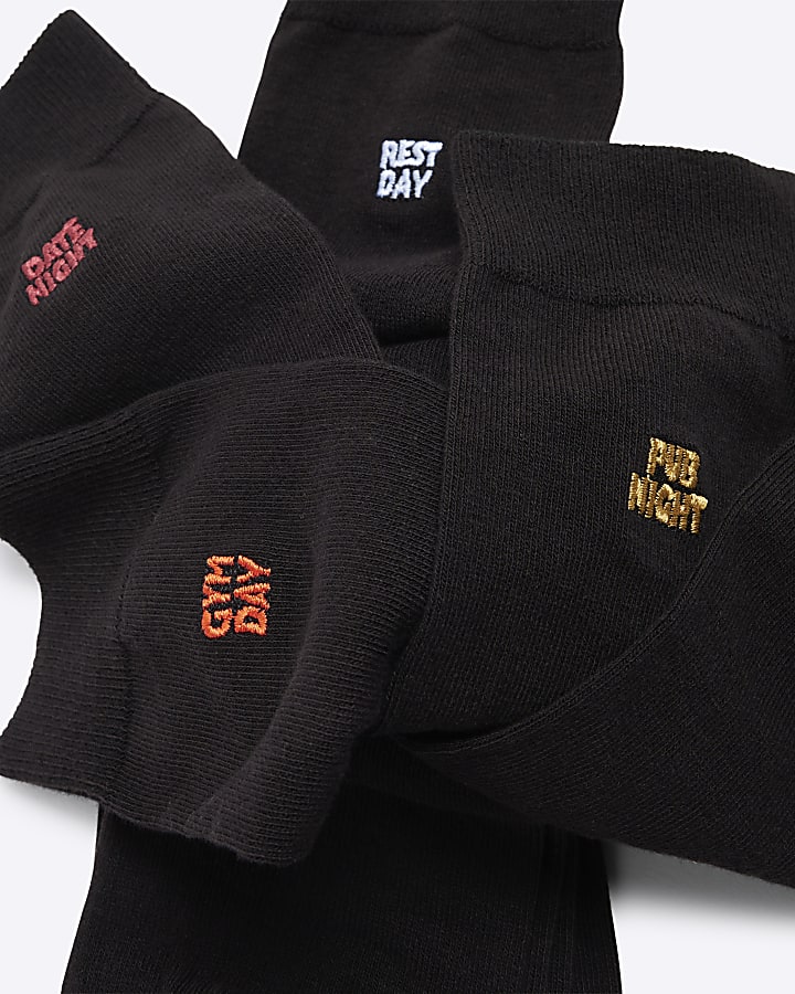 Black  5 Pack Activity Icons Socks