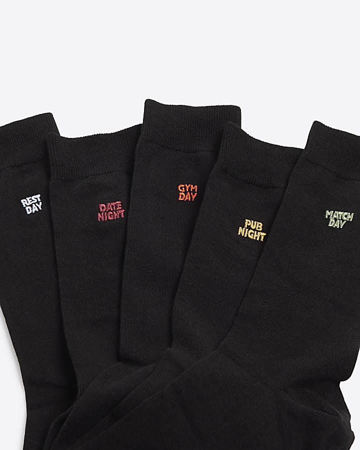 Black  5 Pack Activity Icons Socks