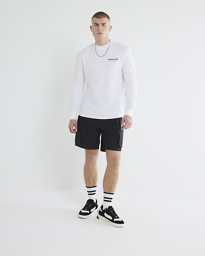 White Regular Fit Long Sleeve Graphic T-Shirt