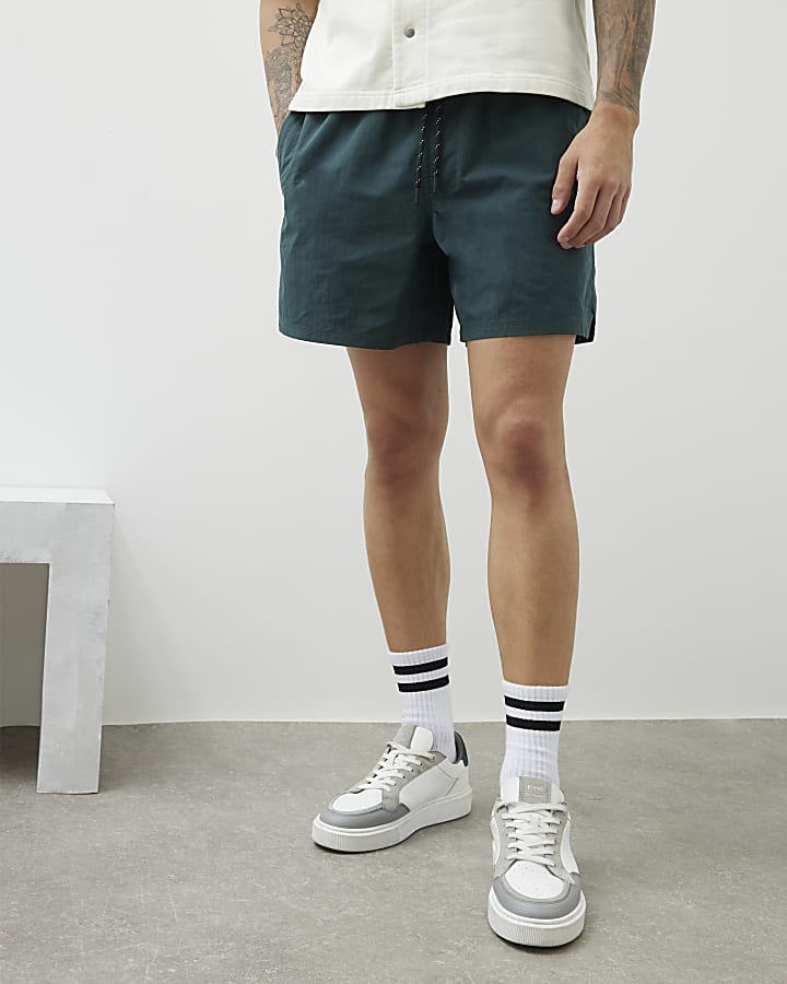 Green Regular Fit Elasticated Waist Shorts