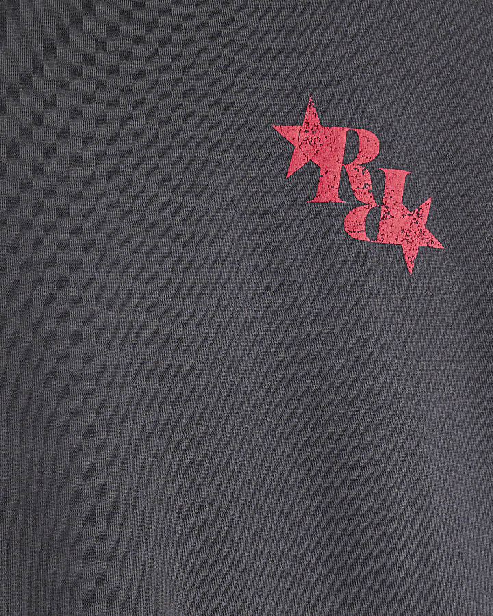 Black Short Sleeve Washed Pink Star T-Shirt