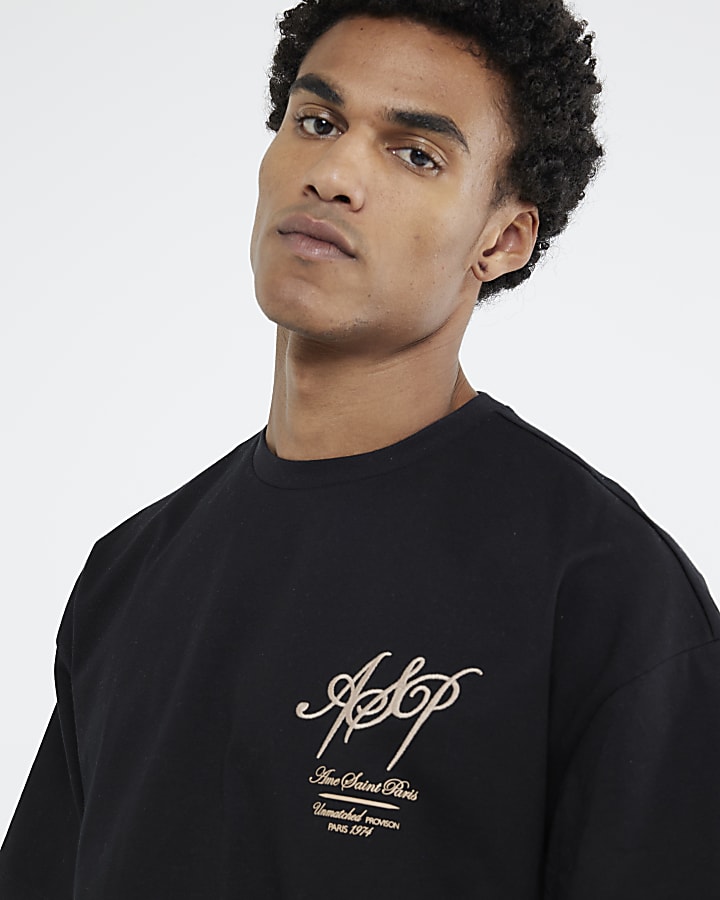 Black Embroidered Wordy T-Shirt