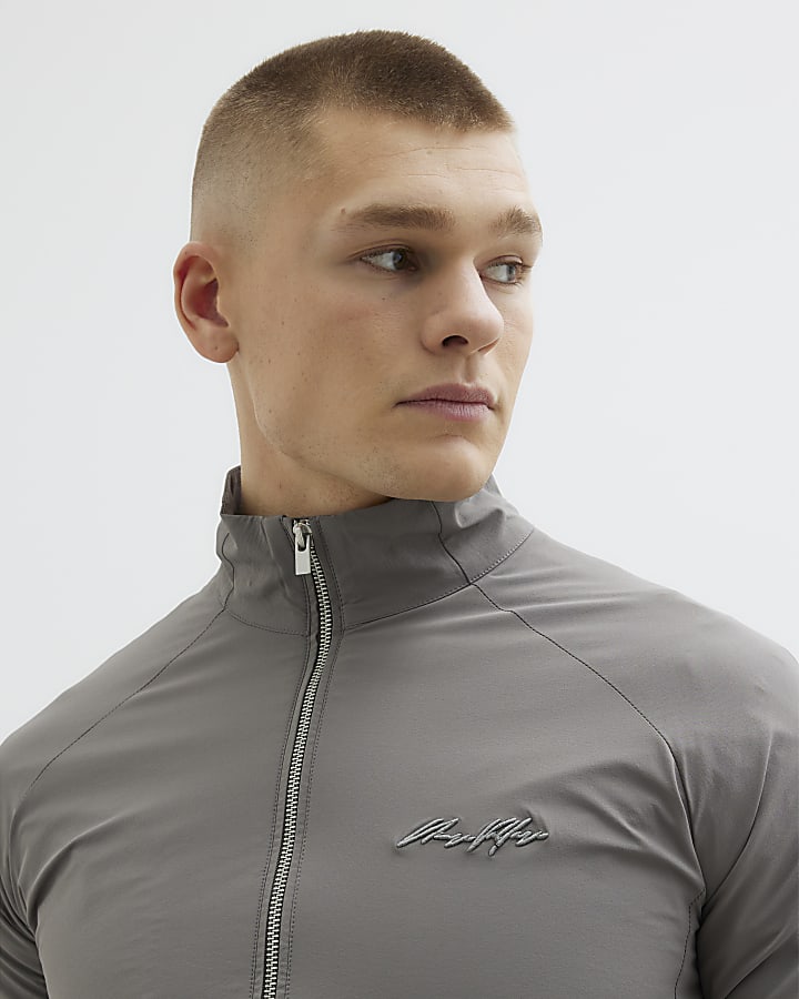 Grey Muscle Fit Funnel Shacket