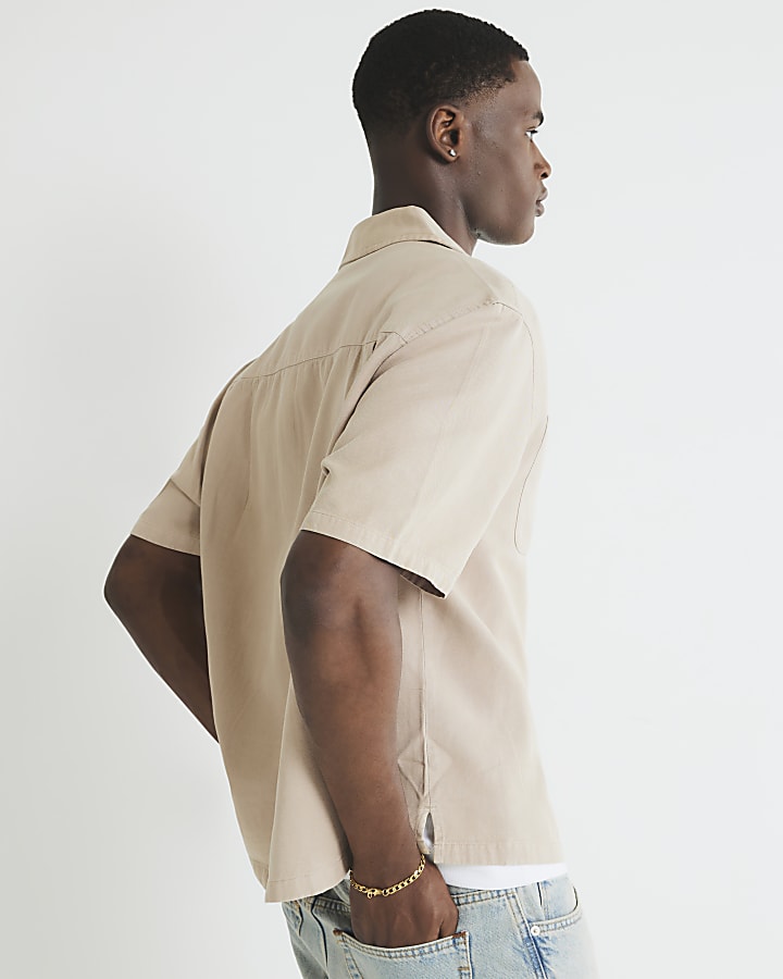 Beige Boxy Fit Shirt