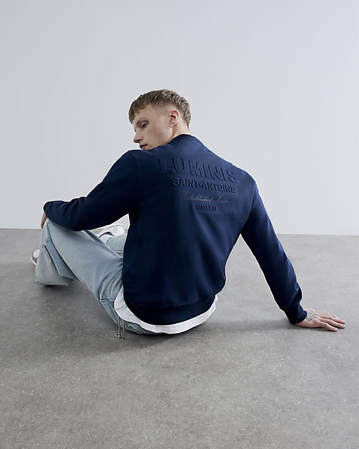 Navy Long Sleeve Luminis Embossed Sweatshirt