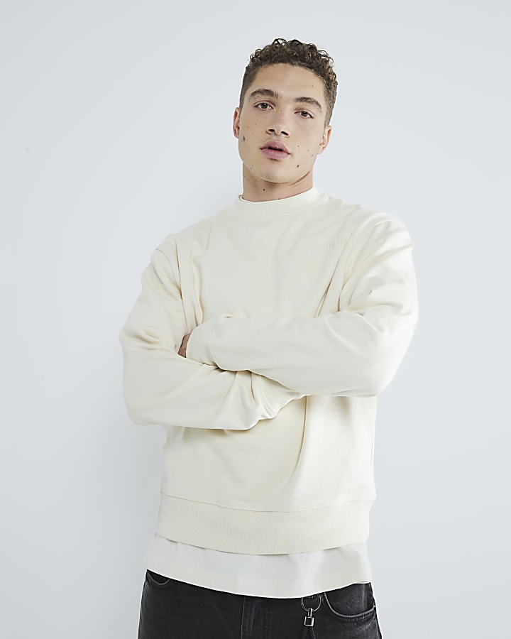 White Long Sleeve Luminis Embossed Sweatshirt