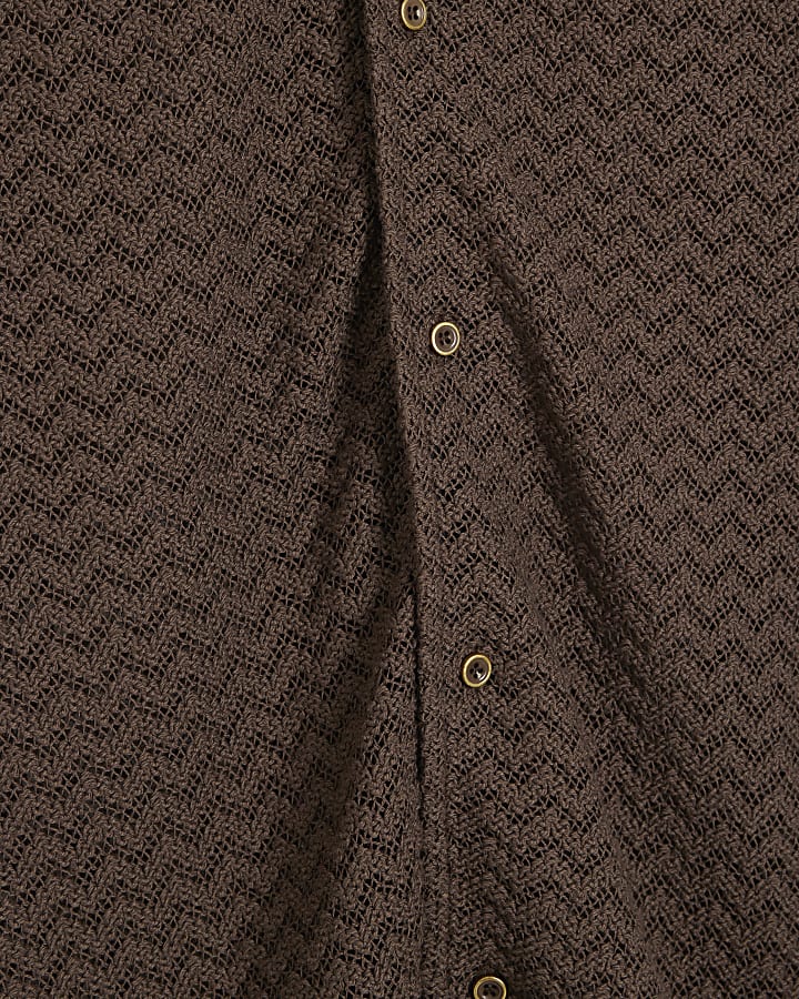 Brown Regular Fit Crochet Shirt