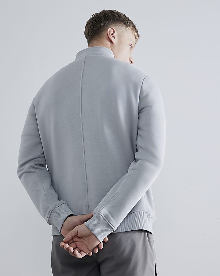 Grey Slim Fit Funnel Neck Sweatshirt