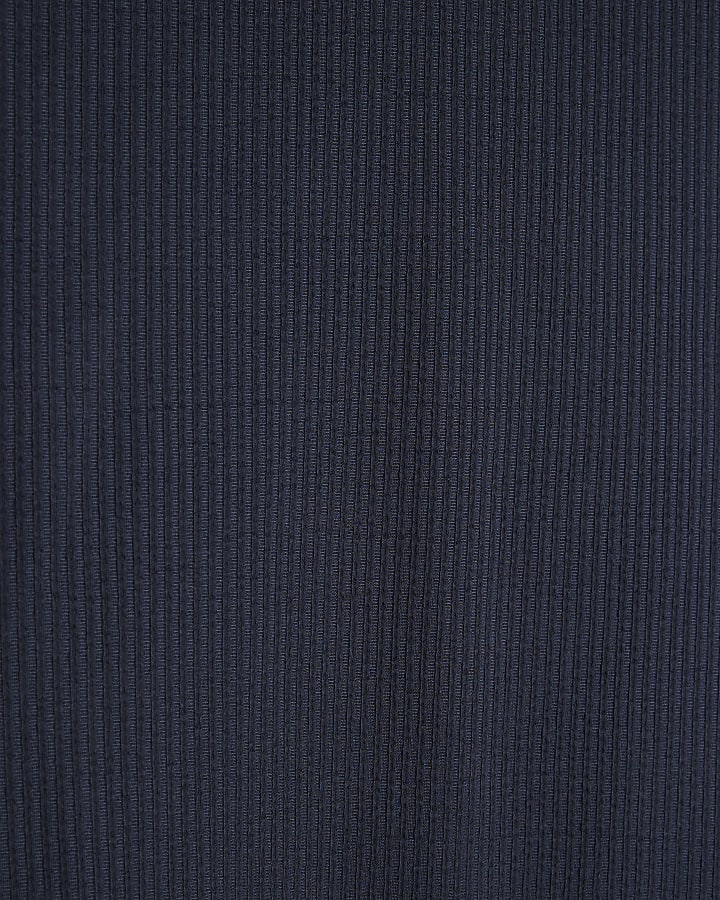 Navy Slim Fit Open Neck Polo Shirt