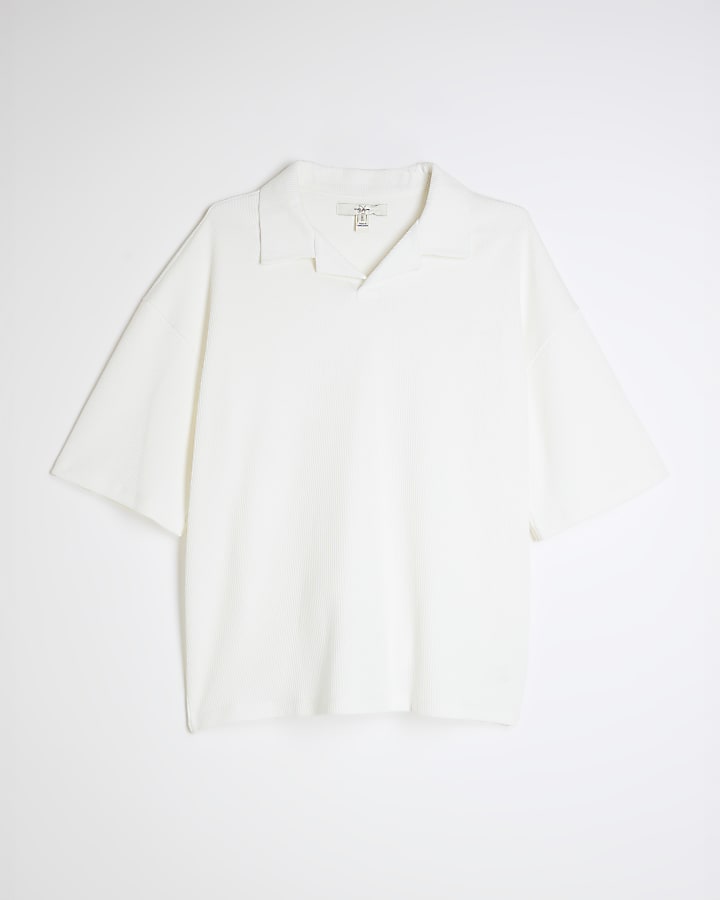 White Open Neck Polo Shirt