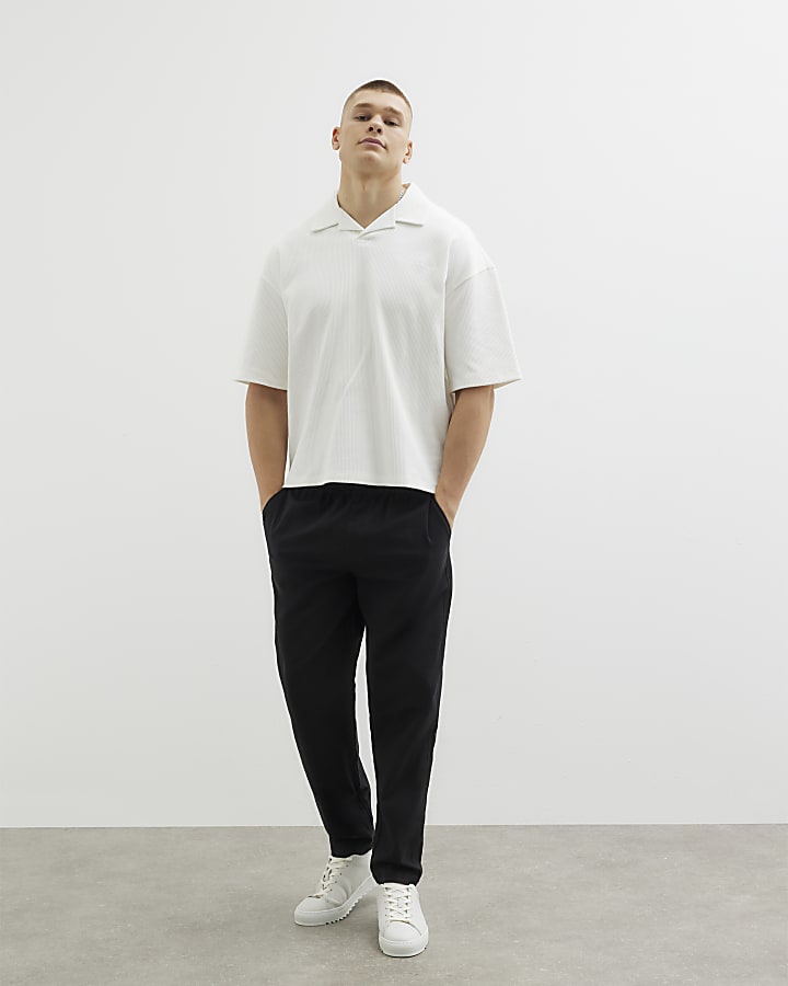 White Open Neck Polo Shirt