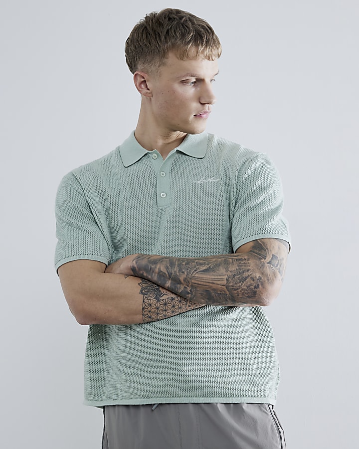 Blue Boxy Fit Short Sleeve Polo Shirt