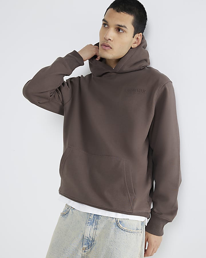 Brown Long Sleeve Luminis Embossed Hoodie