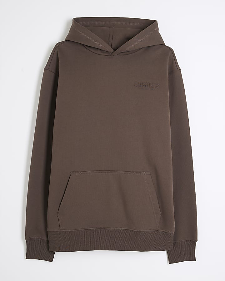 Brown Long Sleeve Luminis Embossed Hoodie