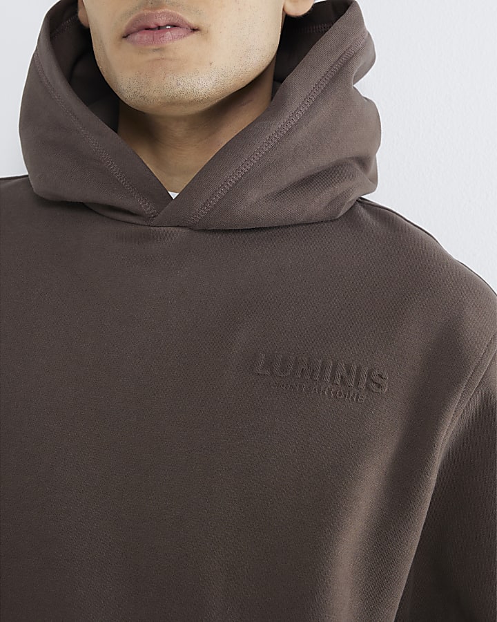 Brown Long Sleeve Luminis Embossed Hoodie