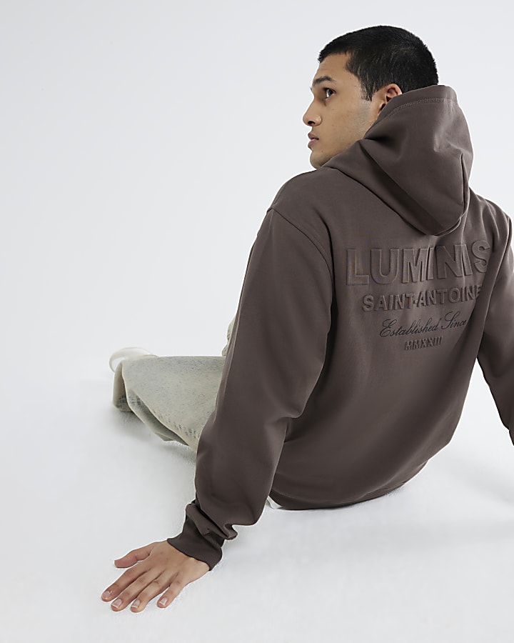 Brown Long Sleeve Luminis Embossed Hoodie