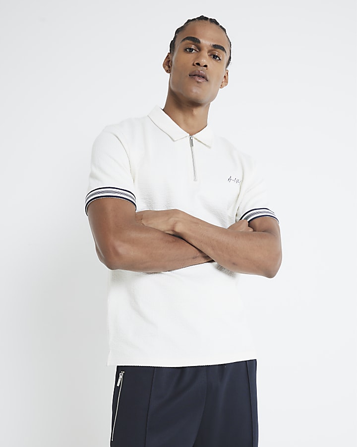 White Tipped Embroidered Polo Shirt