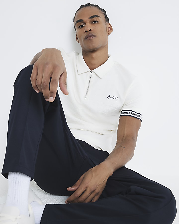 White Tipped Embroidered Polo Shirt