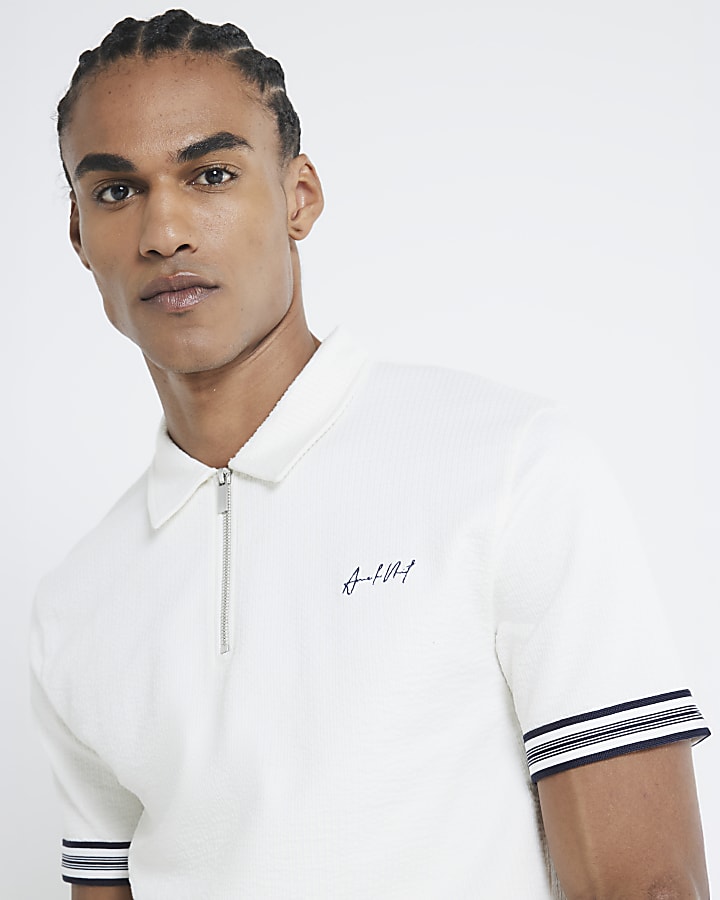 White Tipped Embroidered Polo Shirt