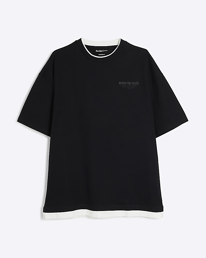 Black Ame Le Nuit Double Layered T-Shirt