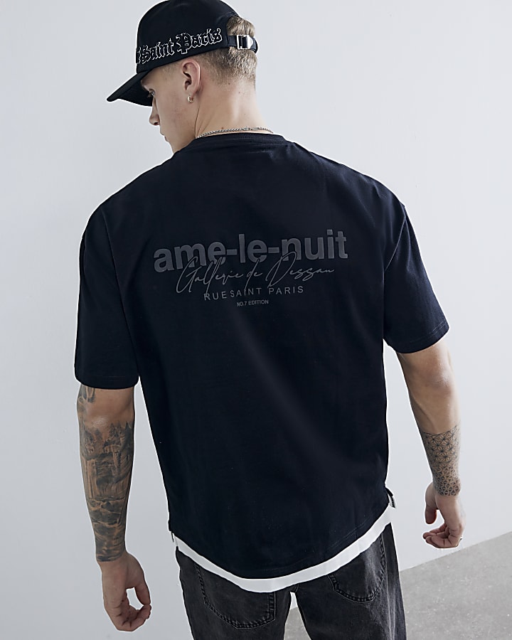 Black Ame Le Nuit Double Layered T-Shirt