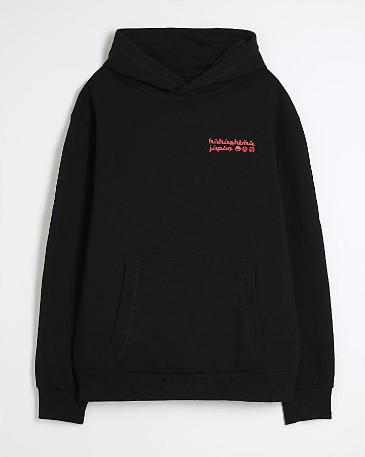 Black Regular Fit Hayashima Japanese Hoodie