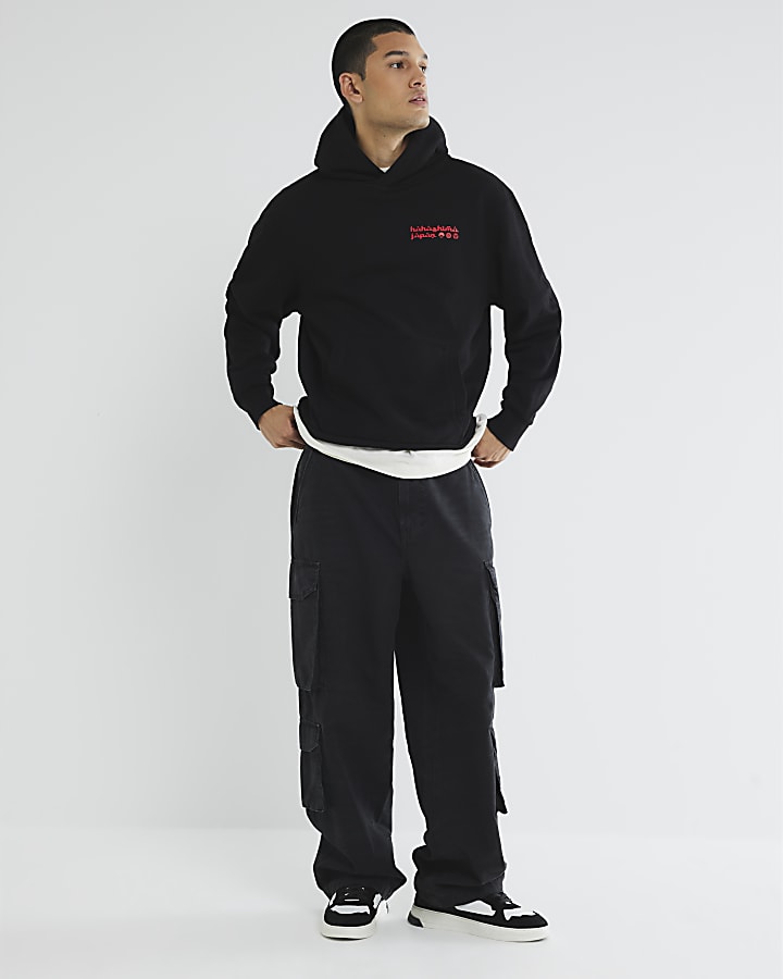 Black Regular Fit Hayashima Japanese Hoodie