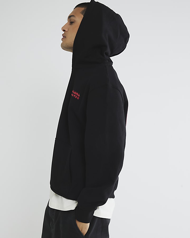 Black Regular Fit Hayashima Japanese Hoodie