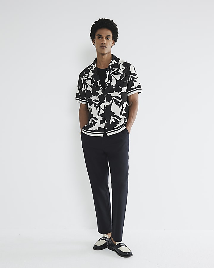Black Linen Blend Relaxed Fit Trousers