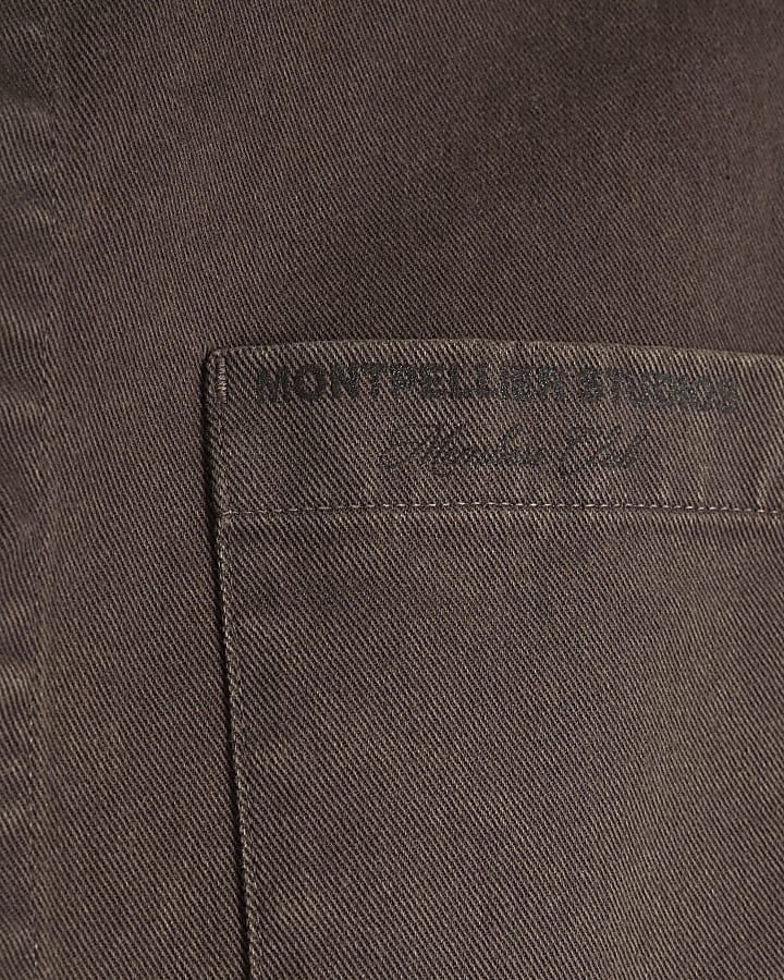 Brown Garment Dye Raw Hem Shirt