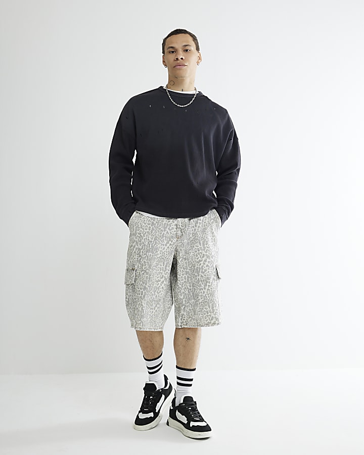 Black Regular Fit Washed Cut Out Top