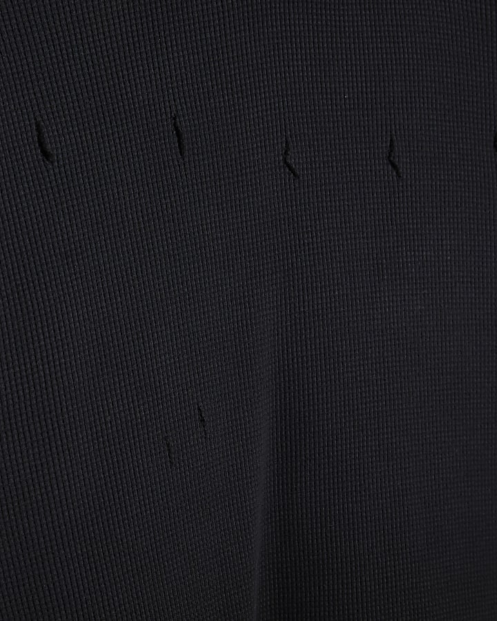 Black Regular Fit Washed Cut Out Top