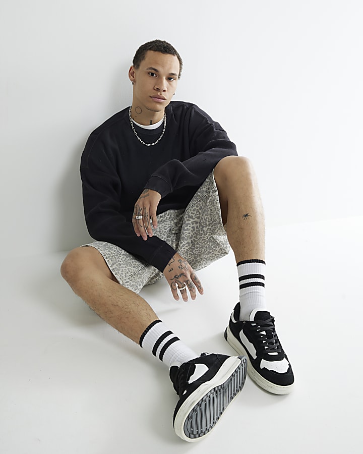 Black Regular Fit Washed Cut Out Top