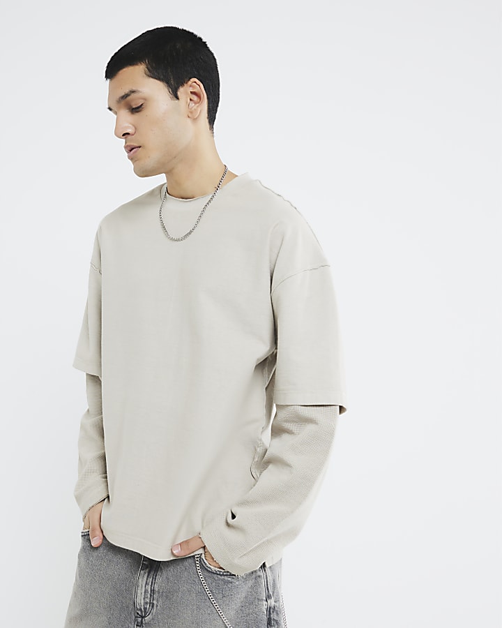 Stone Double Layered Luminis Washed T-Shirt