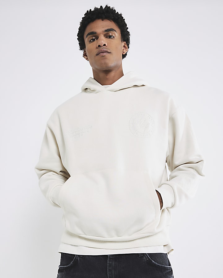 White Long Sleeve Regular Fit Wordy Hoodie