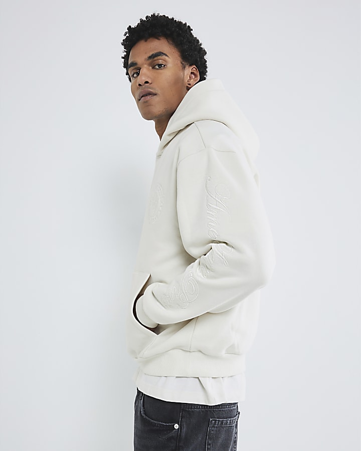 White Long Sleeve Regular Fit Wordy Hoodie