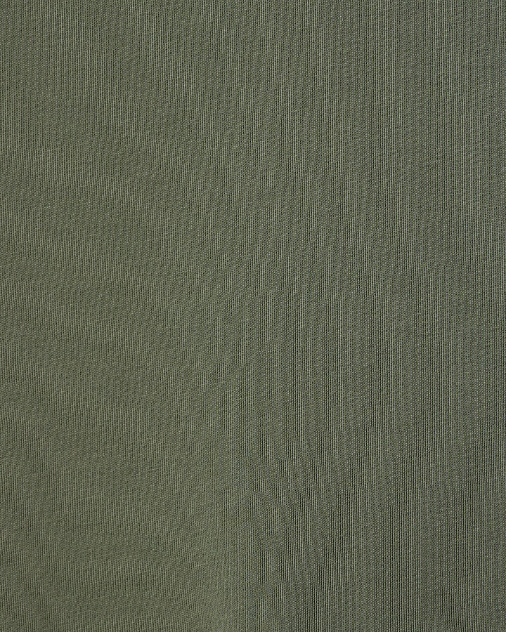 Khaki Slim Fit Longline T-Shirt